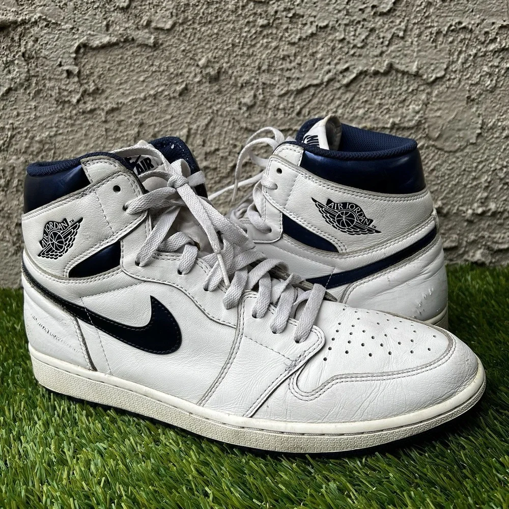 Jordan 1 Shoes Men Size 13 Retro OG High Metallic Navy White/Midnight Navy